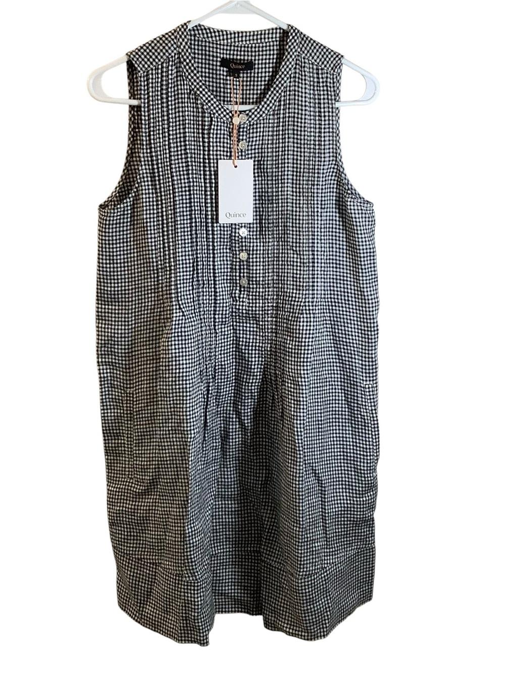Quince 100% Linen Women’s Sleeveless Gingham Swing Dress